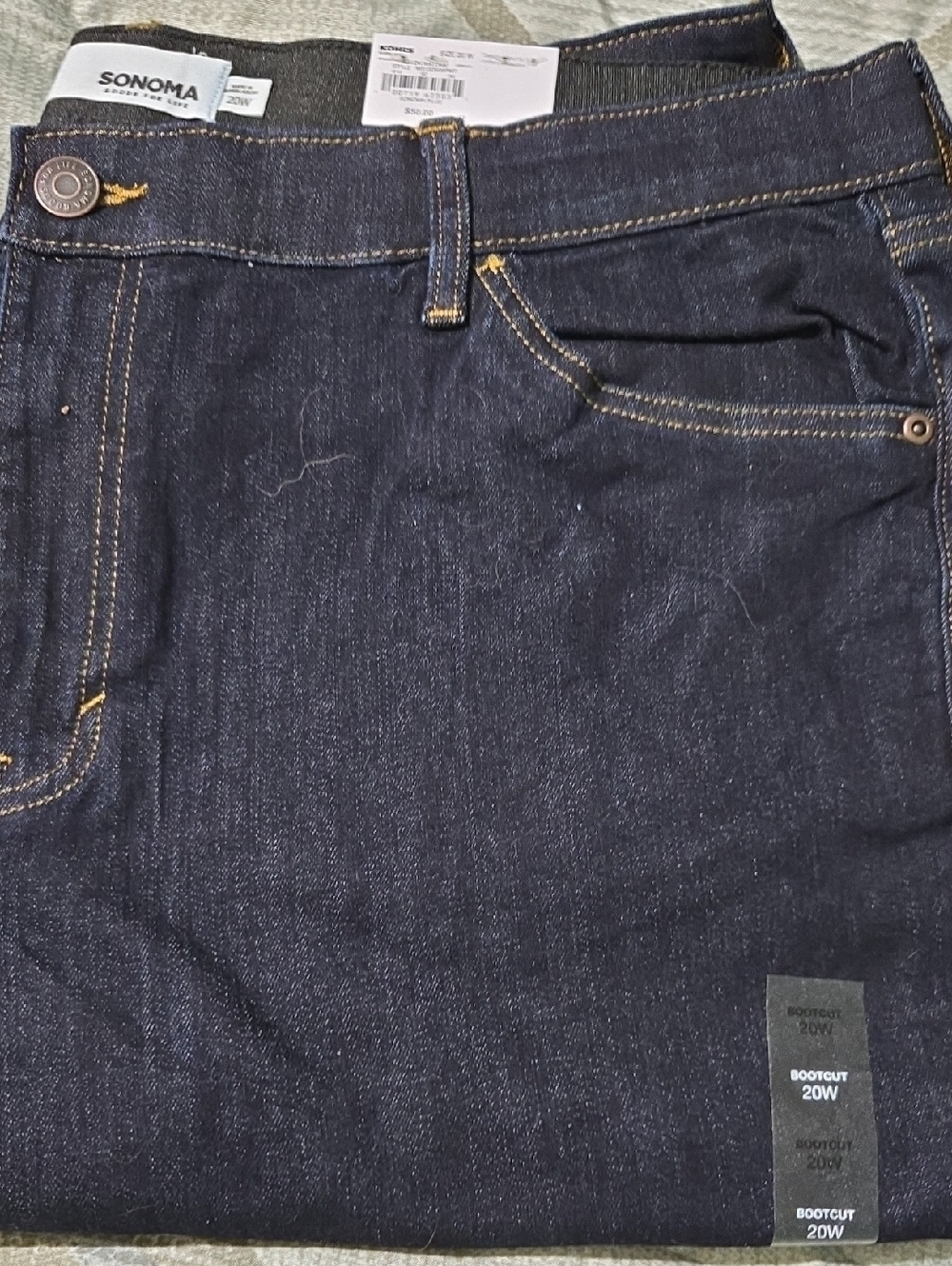 Sonoma Women's Dark Blue Bootcut Jeans with Contrast Stitching